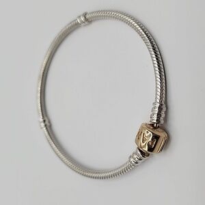 Pandora Bracelet with 14k Yellow Gold Clasp